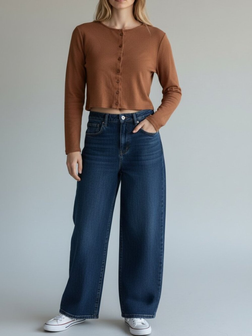 Wild Fable Brown Button Front Crop Top. Size L. This Listing is for TOP Only!!!!